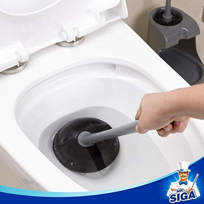 MR.SIGA Toilet Plunger and Bowl Brush Combo for Bathroom Cleaning, Gray - color: Gray