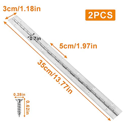 2PCS 14"x1.2" Sliver Piano Hinges for Cabinet, Heavy Duty Continuous & Sliver Stainless Steel 304 Long Hinge for Door DIY Wood Craft Box - size: 14"(Sliver,2PCS)