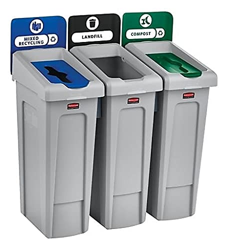 Rubbermaid Commercial Products Slim Jim 3-Stream Recycling Station - style: 3 Stream Compost