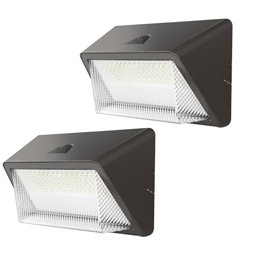 TIERONE 50W LED Wall Pack Light Dusk to Dawn Photocell Outdoor Commercial Security Area Lighting Fixture UL Listed 5500LM 4000K Daylight 400W HPS/HID Equivalent IP65 Waterproof 120-277V 2PACK - color: Bronze-2PK