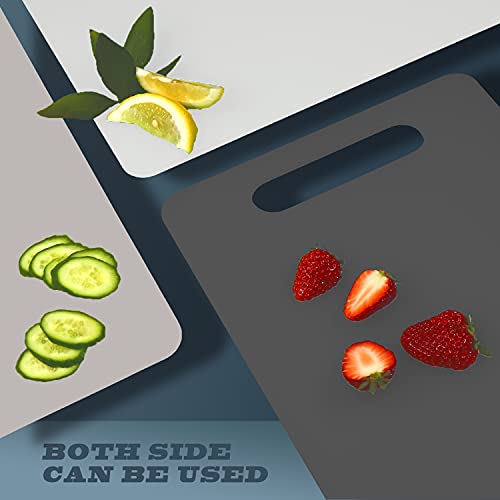 Fotouzy Plastic Utility Cutting Board with Handles, Food Safe PP Material, BPA Free, Dishwasher Safe, Thick Chopping Board, Large Size, Easy Grip Handle, for Kitchen (Almond) - color: Almond