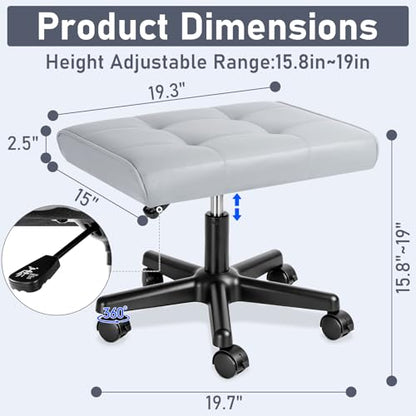 Footrest Under Desk Leg Rest Ottoman Adjustable Height Foot Stool (Grey) - color: Grey, size: 19.3''L x 15''W