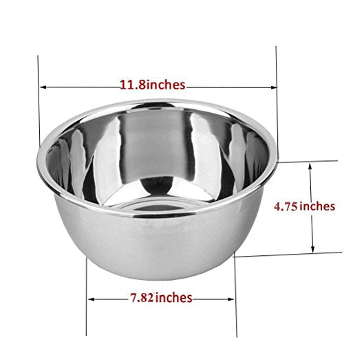 meleg otthon Stainless Steel Bowl,6.5ＱT Salad Bowl,Metal Bowls,Stainless Steel Basin,Heavy Duty Deeper Edge Mirror Finish Dishwasher Safe Bowl (XL)… - color: 11.8" diameter x 4.8"high