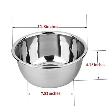 meleg otthon Stainless Steel Bowl,6.5ＱT Salad Bowl,Metal Bowls,Stainless Steel Basin,Heavy Duty Deeper Edge Mirror Finish Dishwasher Safe Bowl (XL)… - color: 11.8" diameter x 4.8"high
