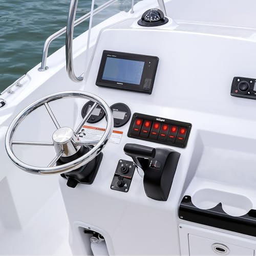Nilight 6 Gang Rocker Switch Panel SPST On Off 5PIN Electrical Toggle Red - color: Red, size: 6 Gang