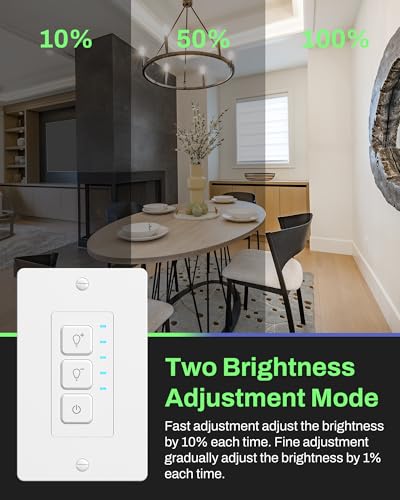 BN-LINK Dimmer Light Switch, Single-Pole Only, Neutral Wire Required
