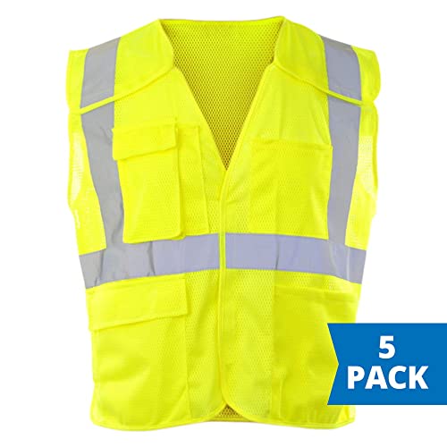 SAFEGEAR High Visibility Breakaway Safety Vest, 5 Pack - color: Lime, size: Small-Medium