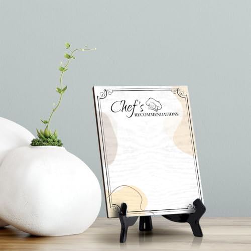 Chef's Recommendations 6x8 Dry Wipe Table Sign Easy Installation | Restaurant & Bar | Perfect To Clearly Direct Customers & Advertise Specials | No Pen Included - style: Chef's Recommendations