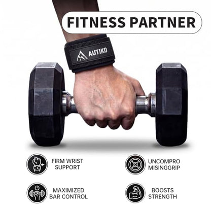 Lifting Straps for Weightlifting Padded Wrist Straps for Gym - color: Black