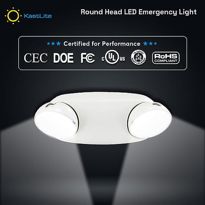 KASTLITE Commercial LED Emergency Light, Round Lens Style, 6-Pack - color: WHITE - ROUND, size: 6 Pack