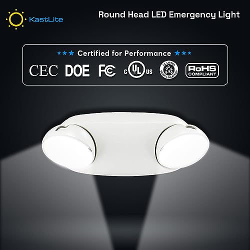KASTLITE Commercial LED Emergency Light, Round Lens Style, 4-Pack - color: WHITE - ROUND, size: 4 Pack