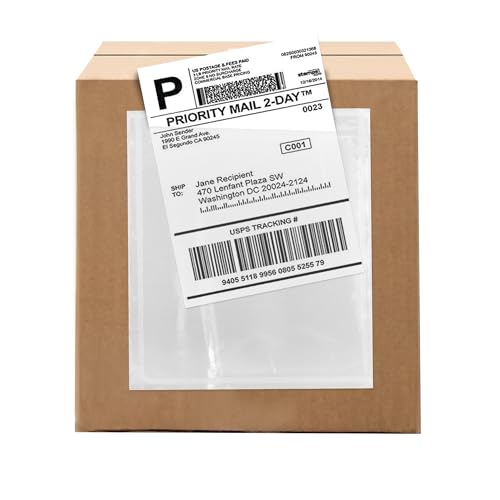 2000 Count 4.5" x 5.5" Shipping Label Envelopes, Clear Packing List Pouches with Self-Adhesive Back, Top Loading for Shipping Labels Sleeves, for Packing Slips, Labels Invoices & Paperwork. GPI - size: 4.5" X 5.5"