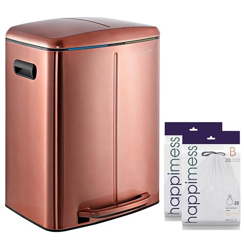 happimess Marco 10.6 Gal Double Bucket Step Trash Can, Rose Gold - color: Rose Gold