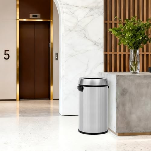 Garvee 17 gal/65 L Trash Can, Fingerprint-Proof Stainless Steel Open Top Garbage Can, Heavy Duty Commercial Round Trash Bin for Restaurant, Home, Office, Silver - color: Silver, size: 17 Gallon Open Top