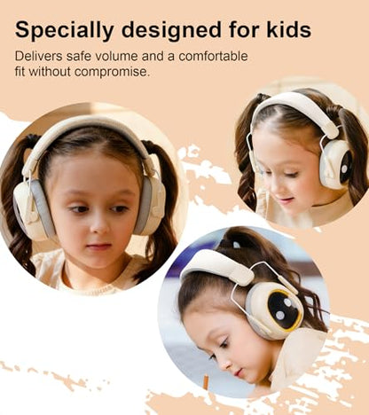 Ear protection for kids, 30dB SNR, 5.5 oz, Lightweight Adjustable - color: Beige