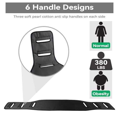 Transfer Belt Transfer Sling for Elderly, Lift Assist Gait Belt for Seniors - color: Black