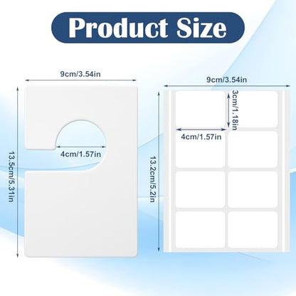 36 Pack White Clothing Rack Size Dividers with 50 Large Blank Labels, Rectangular Clothing Closet Dividers, Reusable Closet Separators for Wardrobe Organization