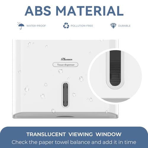 Paper Towel Dispenser Wall Mount, Adhesive No Drilling Multifold Trifold C Fold Commercial Hand Towel Dispenser,White - color: White