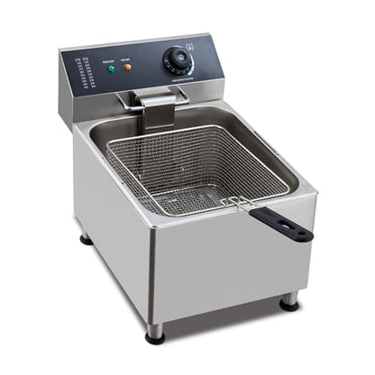 Commercial Electric Deep Fryer, 11L(11.55Qt) Single Removable Basket and Lid Stainless Steel Fast Heat Up Electric Countertop Fryer for Home and Commercial Restaurant Use, 304SS - size: 11L 304