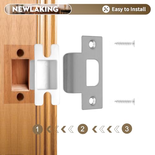 T-Shape Door Strike Plate, Satin Nickel, 2-1/8'' Hole Spacing - color: Satin Nickel