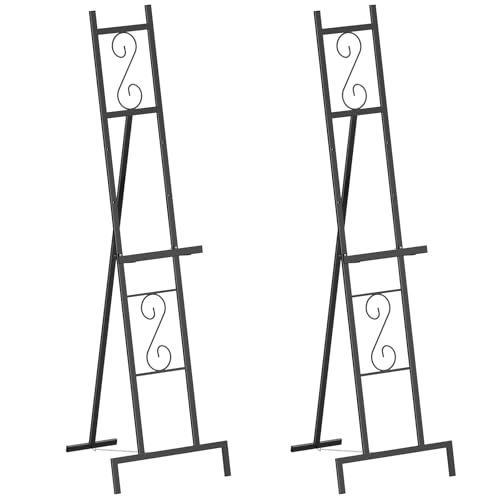 2 Easel Stand for Sign, Black Metal Easel Wedding Sign with Chain Support - style: 2pack-Black