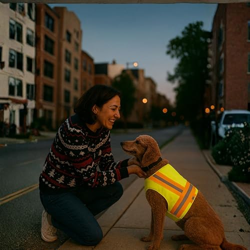 Reflective Dog Vest. High Visibility Yellow Safety Vest for Outdoors. Safeguard Your Dog with Easy to wear Adjustable and Breathable Reflective Gear (Large) - size: Large