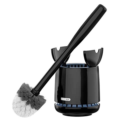 MR.SIGA Toilet Bowl Brush and Holder, Sturdy Long Handle, Black, 1 Pack - color: Black, size: One Size
