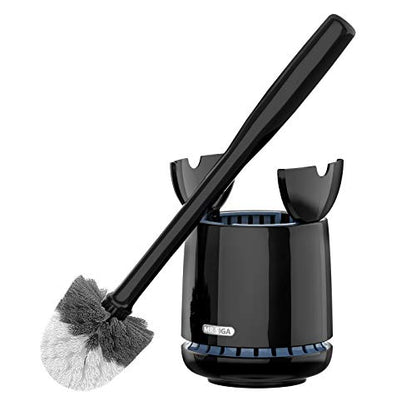 MR.SIGA Toilet Bowl Brush and Holder, Sturdy Long Handle, Black, 1 Pack - color: Black, size: One Size