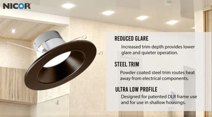 NICOR DLR566091203KOB DLR56(v6) 5/6-inch Oil-Rubbed Bronze 900 Lumen 3000K Recessed LED Downlight - color: Oil-Rubbed Bronze, style: 1 Pack