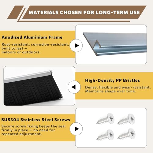 4 Pack Retsun Door Brush Sweep, 0.98" W x 39.37" L, Total 13ft