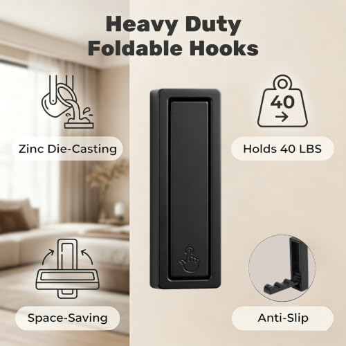 Foldable Wall & Folding Coat Hooks, Backpack Hooks for Wall