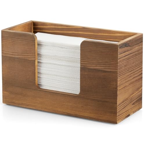 Paper Towel Dispenser Countertop, Burnt Wood Bathroom Paper Towel Holder, Napkin Holder for Kitchen, Countertop Multifold C-Fold, Z-Fold, Trifold Paper Hand Towel Dispenser for Bathroom Toilet - color: 1 Pack-brown, size: 11.02" x 4.65" x 6.57"