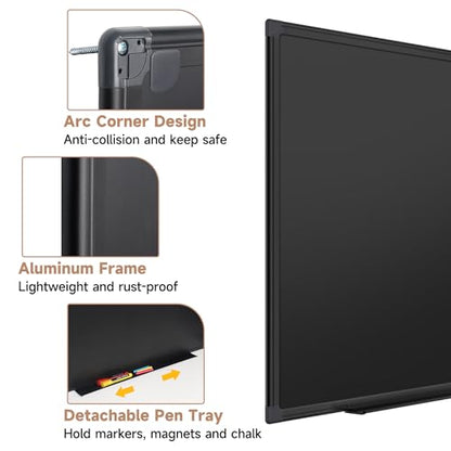 SELEAD Magnetic Chalkboard 60 x 48 Inches - Black Aluminum Frame - size: 60"W x 48"H