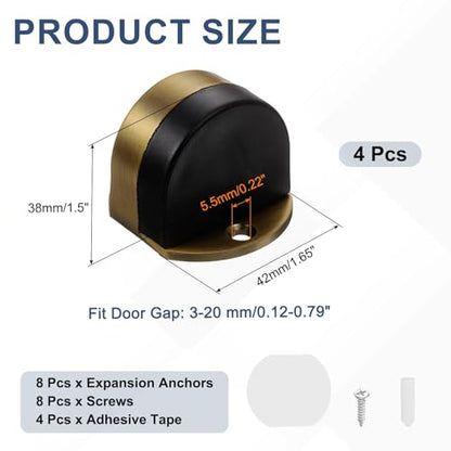 uxcell 4 Pack Low Dome Floor Door Stop 1.5" H x 1.65" W, Stainless Steel - color: Brass Tone