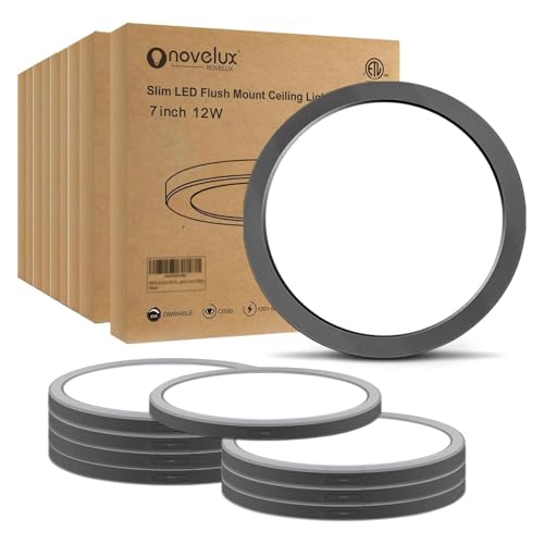 ETL 7 inch Small LED Flush Mount Ceiling Light Dimmable,5000K Daylight Ultra Slim Round Flat Panel Ceiling Light Fixture,Modern Ceiling Lamp for Closet,Kitchen,Bathroom 8 Pack Black - color: Black, size: 7 inch-8 Pack