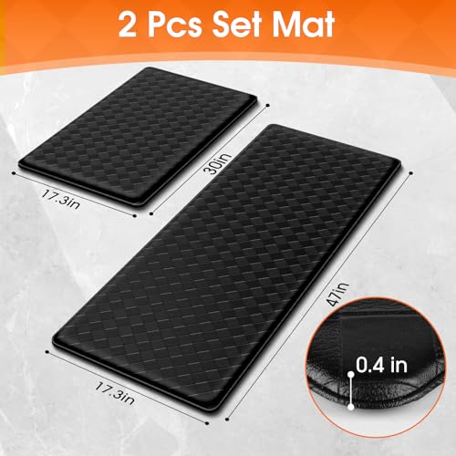 TranquilRelax 2-Piece Kitchen Mats, Cushioned Non-Slip Floor Mats, Black - color: Black, size: 2-Piece | 30"+47" | Standard