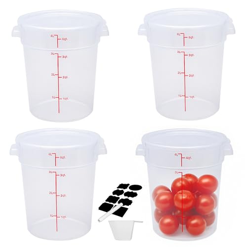 4 Pack 4Qt Round Polypropylene Food Storage Container with Lids Scale - color: 4 Quarts