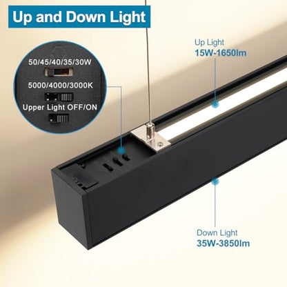4FT Linkable LED Linear Light 50/45/40/35/30W Adjustable 1Pack - size: 4FT