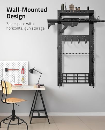 CVLIFE Gun Rack for Wall, Gun Rack Wall Mount with Shelf & Accessory Panel - style: Multi-Layer Gun Rack