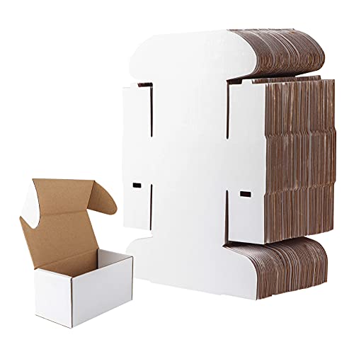 RLAVBL 50 Pack 4.6x2.2x2.2 Inches Small Shipping Boxes White Corrugated Cardboard Box for Small Business, Shipping, and Packing - color: White, size: 4x2x2