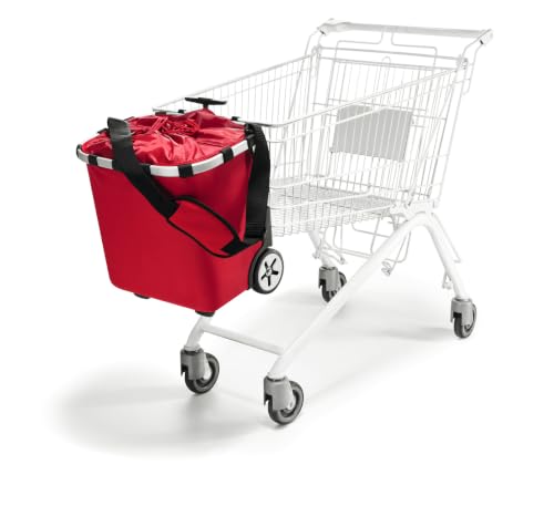 reisenthel carrycruiser red - Portable Shopping Trolley with Sturdy Aluminum Frame, Shoulder Strap and Removable mesh Inner Bag -Water-Repellent - color: Red
