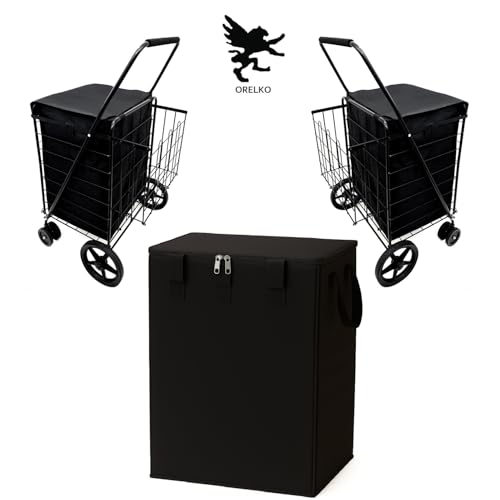 Jumbo Waterproof Shopping Cart Liner, 600D Oxford for Groceries and Laundry Bag — Universal Size Fit for Folding Shopping Carts— Zipper Closure