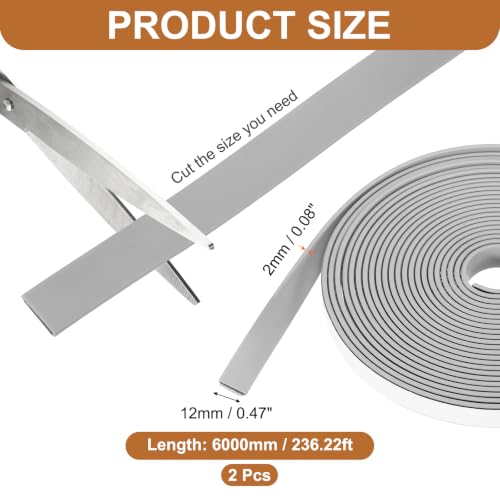 2PCS Smoke Fire Seal Strip 19.7 Feet 12mm/0.47"Wx2mm/0.08"T Grey - color: Gray, size: 19.7 FT x 12mm / 0.47" W x 2mm / 0.08" T