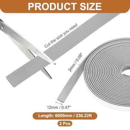 2PCS Smoke Fire Seal Strip 19.7 Feet 12mm/0.47"Wx2mm/0.08"T Grey - color: Gray, size: 19.7 FT x 12mm / 0.47" W x 2mm / 0.08" T