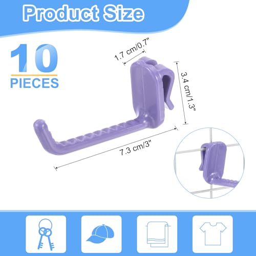 uxcell 10 Grid Wall Hooks, 3 Inch Grid Wall Panel Plastic Utility Hook, Shelf Hooks for Garage Store Warehouse Shop Home Hanging, Purple - color: Purple