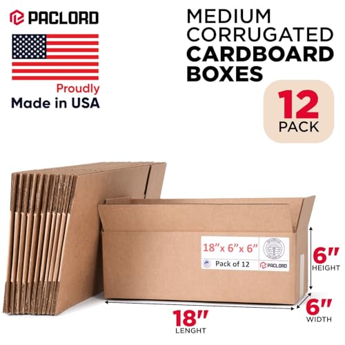 Long Cardboard Boxes 18"L x 6"W x 6"H (Pack of 12) - USA-Made Packing Boxes for Moving, Shipping, or Storage - USPS, UPS, FedEx Approved - Professional Packing Supplies for Moving - color: Pack of 12, size: Long 18x6x6"