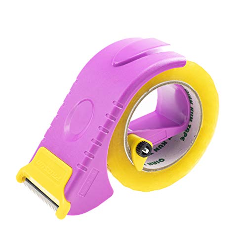 2 Inch Packing Tape Gun Dispenser, Width-Adjustable Box Sealer, Lightweight Ergonomic Industrial Heavy Duty Tape Cutter for Carton, Packaging and Box Sealing, Pink