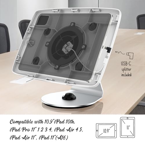 Tablet Kiosk Stand for Desk with Lock - Rotatable Swivel Compatible with 10.9" iPad 10th, Pro 11" 1 2 3 4, Air 4 5, Air 11"(M2/M3/M4), iPad 11"(A16) - BSC109WA - size: 10.9" iPad 10th, Pro 11" 1 2 3 4, Air 4 5, Air 11"