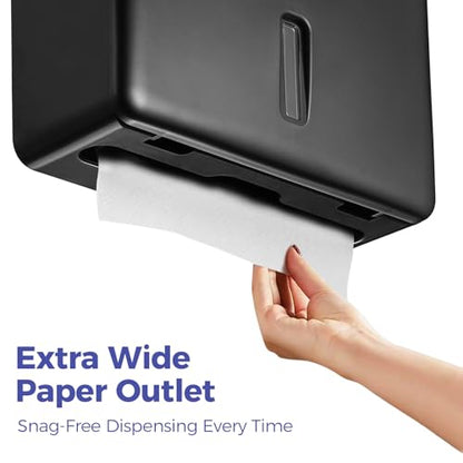 Stardrix 2-Pack Multifold Paper Towel Dispenser Wall Mount (Black) – Large Capacity C-Fold, Trifold, and Folded Commercial Hand Towel Holder for Bathroom & Restroom – Adhesive or Screw Mounted - color: 2-pack Black