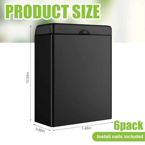 Tioncy 6 Pcs Sanitary Napkin Receptacle Wall Mounted,Black - color: Black